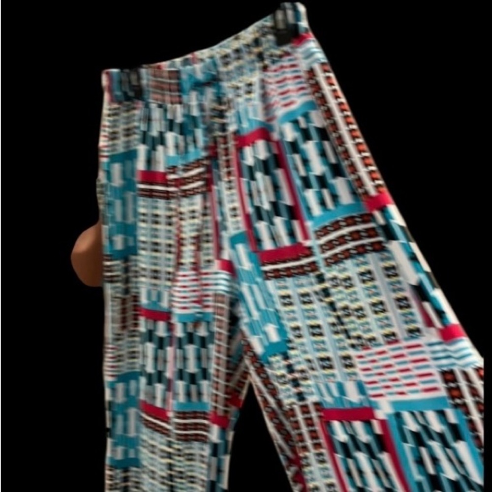 Cato Multicolor Geometric Patterns Stretch Waist Wide Leg Pants Sz M EUC
